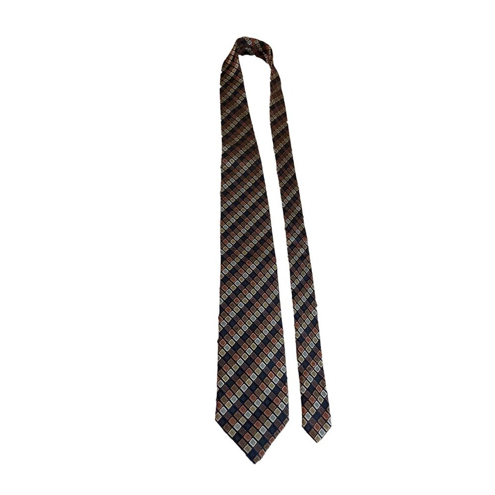 Vintage Alexander Julian Colours Silk Tie Geometric Diamond Retro Work Dad Gift